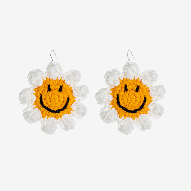  Micro-Crochet | Smiley Face Earrings- Artisan Hand-Crocheted--feeky-Unique Sustainable Fashion