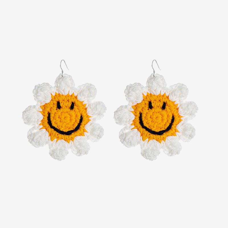 Colorful smiley flower earrings