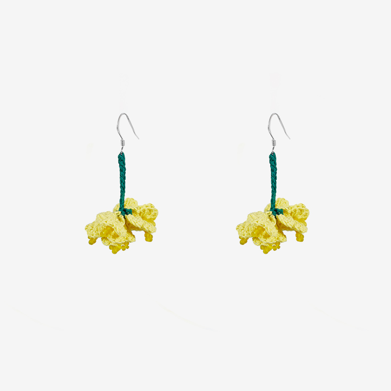  Micro-Crochet | Rapeseed Flowers Earrings- Artisan Hand-Crocheted--feeky-Unique Sustainable Fashion