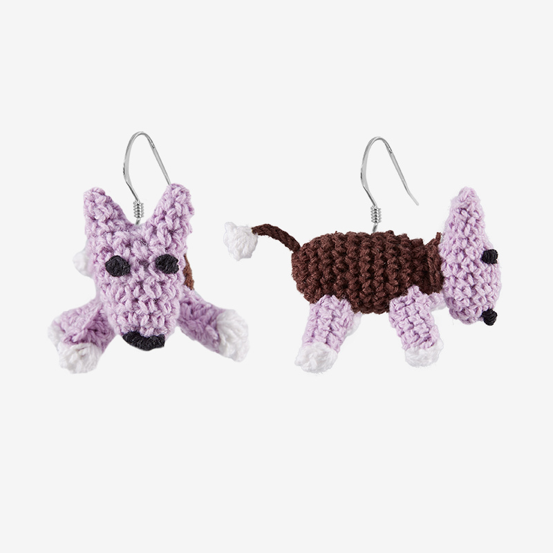 Handmade fashion earrings Single dog earrings-feeky