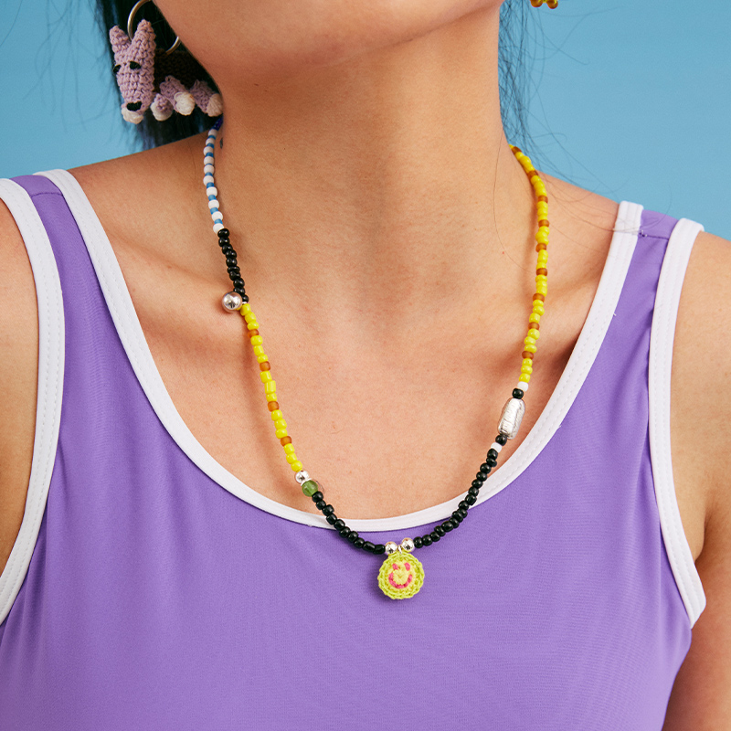 handmade jewelry  unique accessories Vitality Smiley Face Necklace-feeky