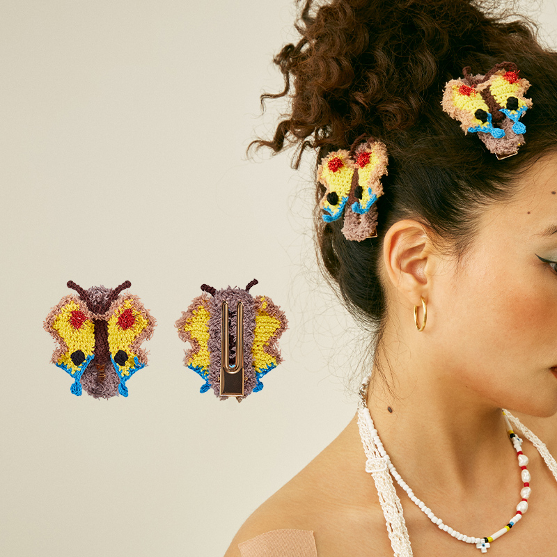 Hand-Crocheted | Butterfly Hair Clip- Artisan Hand-Crocheted--feeky-Unique Sustainable Fashion