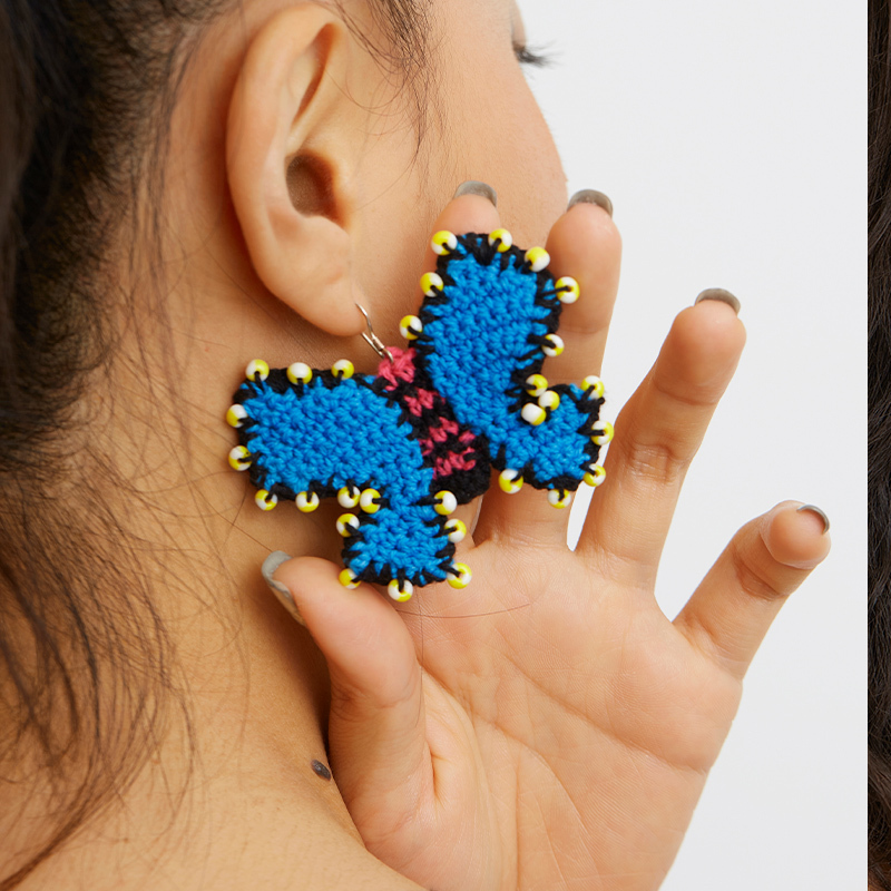 Blue butterfly earrings