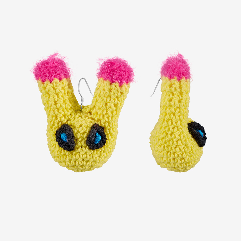Handmade fashion earrings Colorful Rabbit Yellow Earrings-feeky