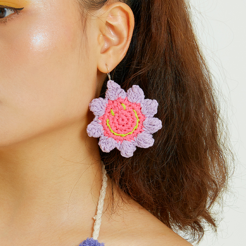  Micro-Crochet | Smiley Face Earrings- Artisan Hand-Crocheted--feeky-Unique Sustainable Fashion