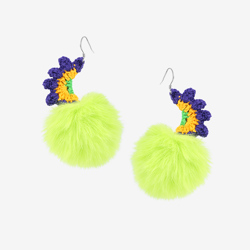 handmade jewelry  unique accessories Pom pom earrings-feekyhand crochet,Suitable for all seasons,Quirky and cute,creative design,interesting earrings