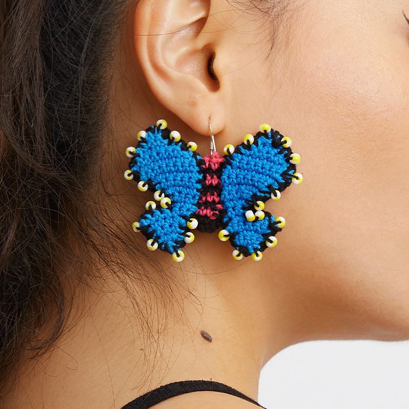 Blue butterfly earrings