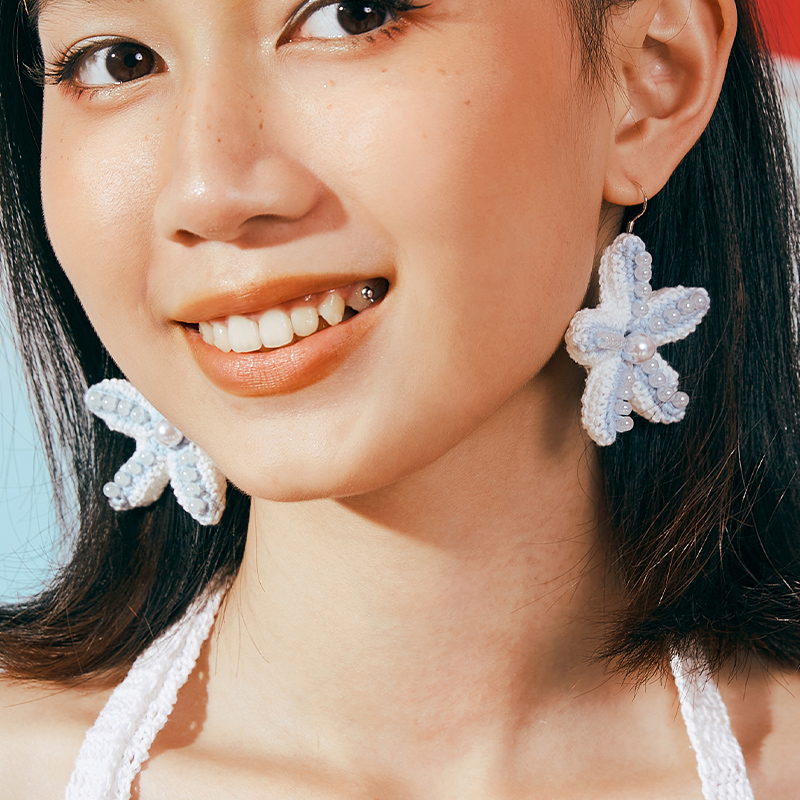  Micro-Crochet | Starfish Earrings- Artisan Hand-Crocheted--feeky-Unique Sustainable Fashion