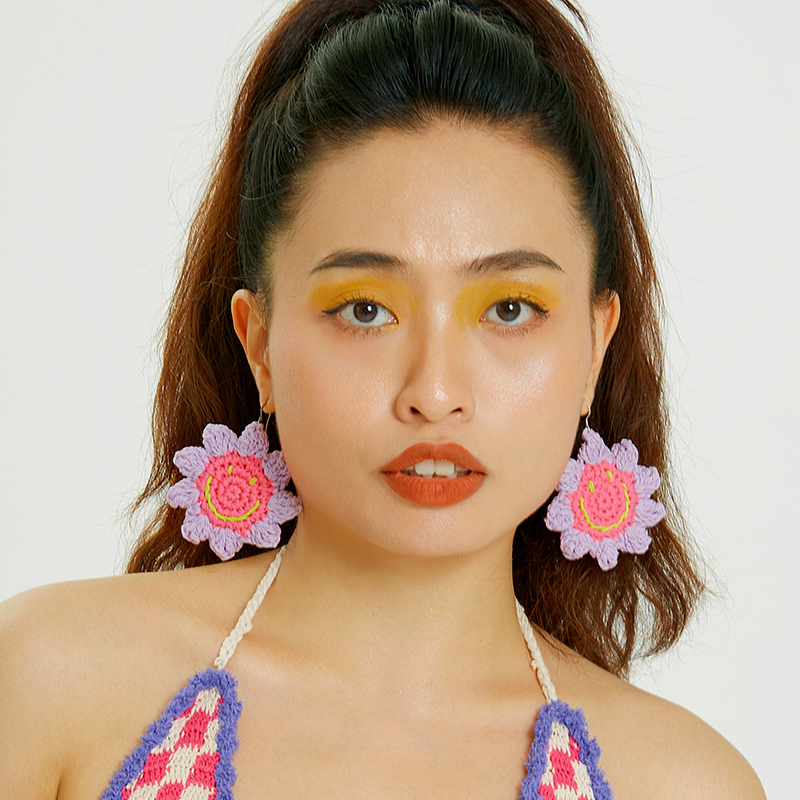 Colorful smiley flower earrings