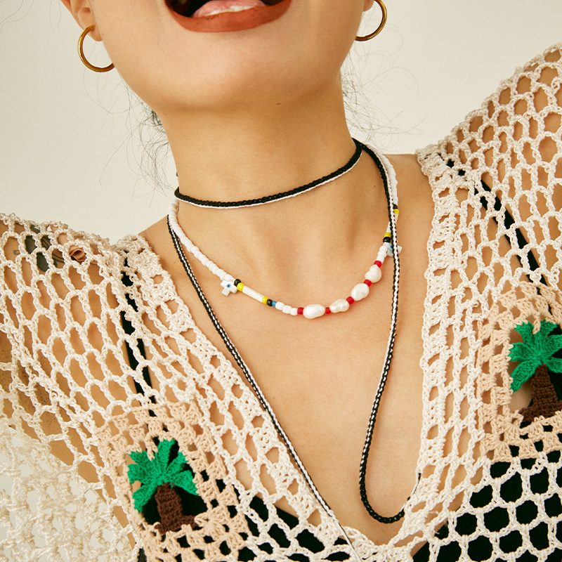 Micro-Crochet | Pearl Necklace- Artisan Hand-Crocheted--feeky-Unique Sustainable Fashion