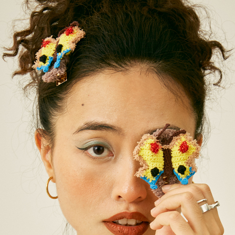 Hand-Crocheted | Butterfly Hair Clip- Artisan Hand-Crocheted--feeky-Unique Sustainable Fashion