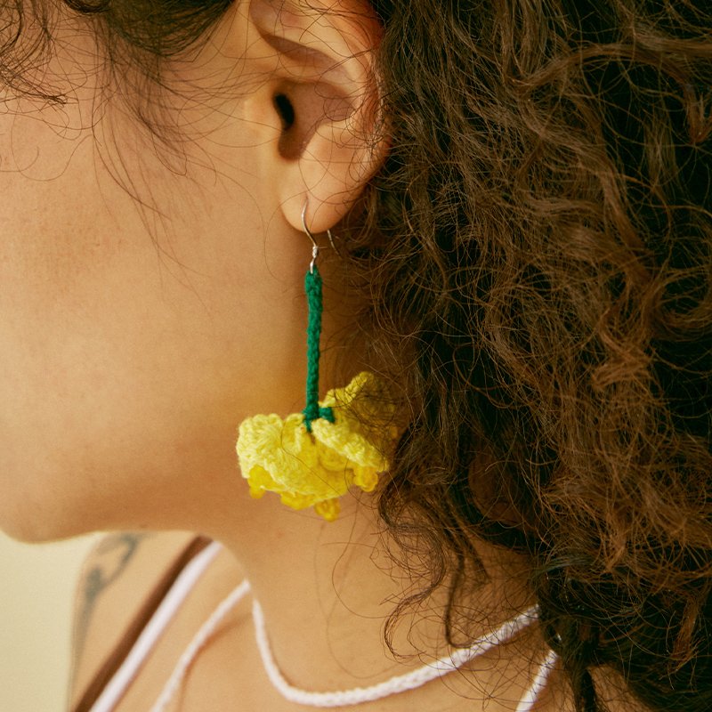  Micro-Crochet | Rapeseed Flowers Earrings- Artisan Hand-Crocheted--feeky-Unique Sustainable Fashion