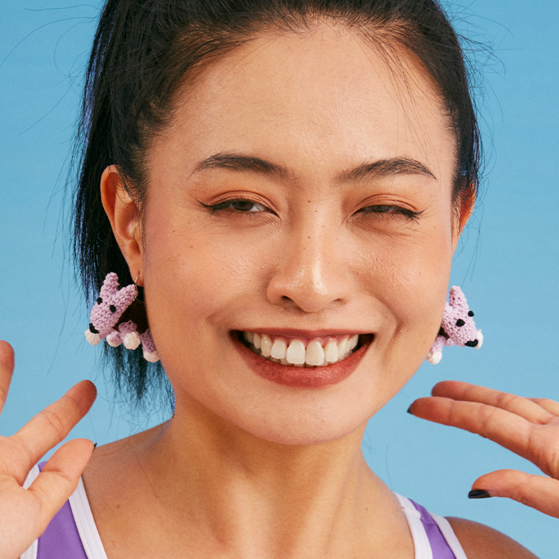 handmade jewelry  unique accessories Single dog earrings-feeky