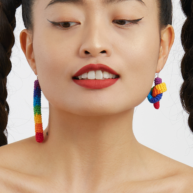 handmade jewelry  unique accessories Rainbow earrings-feeky