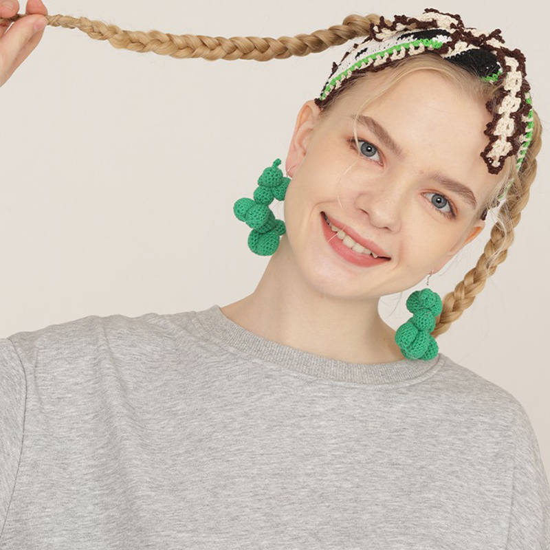  Micro-Crochet | Puppy Earrings- Artisan Hand-Crocheted-Handmade crocheted three-dimensional earrings-feeky-Unique Sustainable Fashion