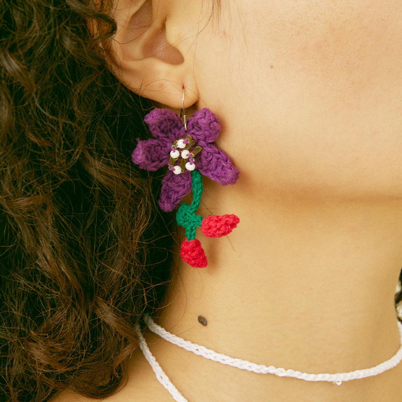  Micro-Crochet | Wolfberry Flowers Earrings- Artisan Hand-Crocheted--feeky-Unique Sustainable Fashion