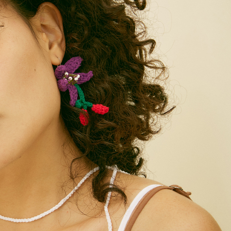  Micro-Crochet | Wolfberry Flowers Earrings- Artisan Hand-Crocheted--feeky-Unique Sustainable Fashion