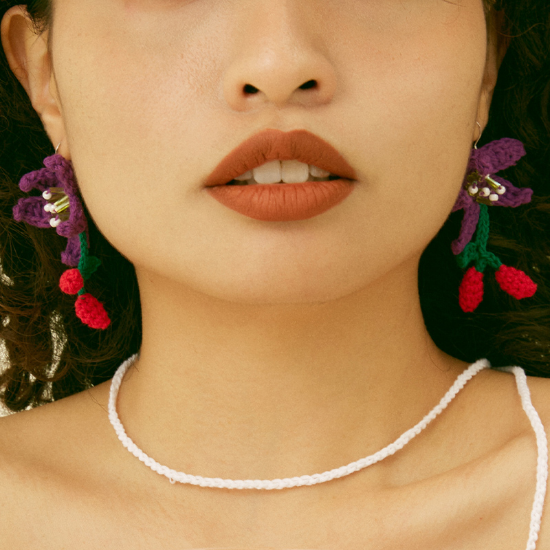  Micro-Crochet | Wolfberry Flowers Earrings- Artisan Hand-Crocheted--feeky-Unique Sustainable Fashion