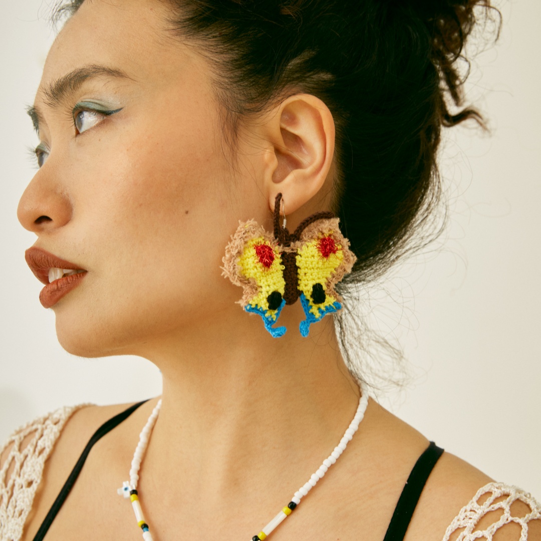  Micro-Crochet | Butterfly Earrings- Artisan Hand-Crocheted--feeky-Unique Sustainable Fashion