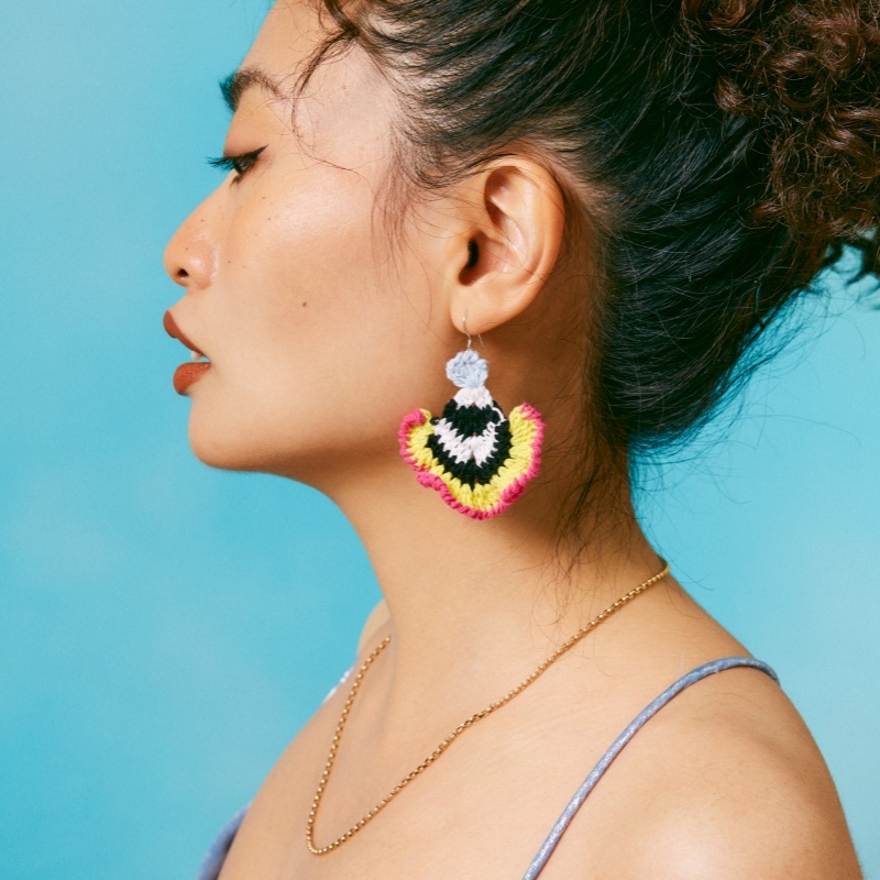 Coral zebra print earrings