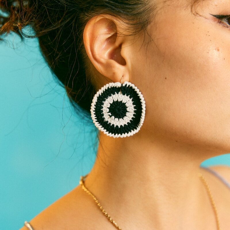Black and white zebra outline earrings