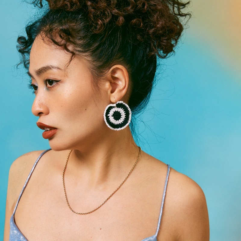 Black and white zebra outline earrings