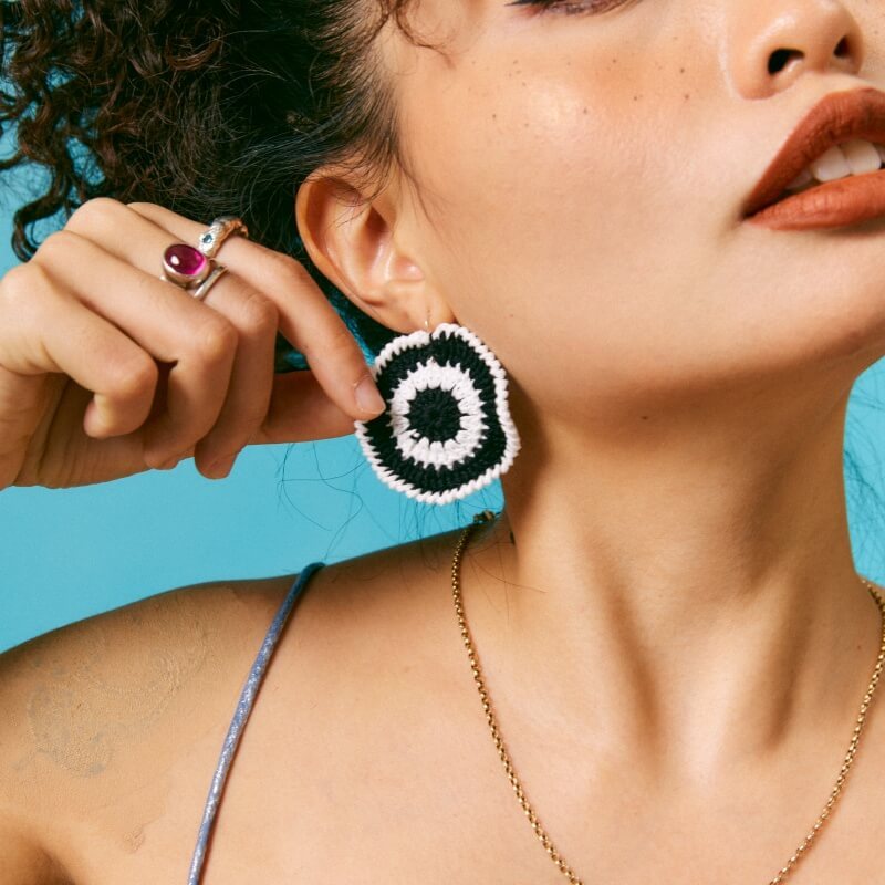 Black and white zebra outline earrings
