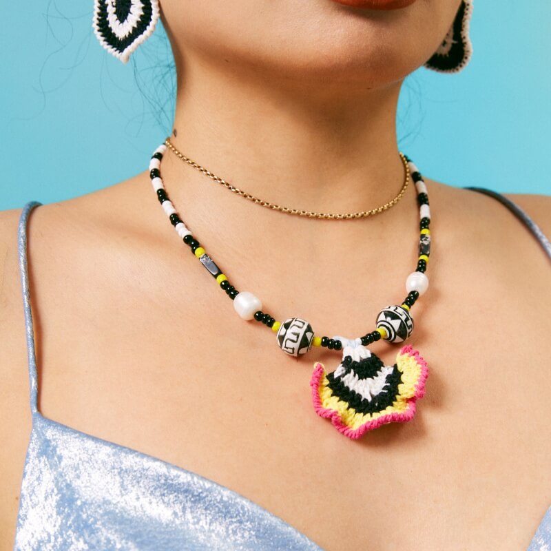 handmade jewelry  unique accessories Coral Reef Beaded Necklace-feeky