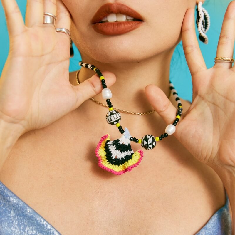 handmade jewelry  unique accessories Coral Reef Beaded Necklace-feeky