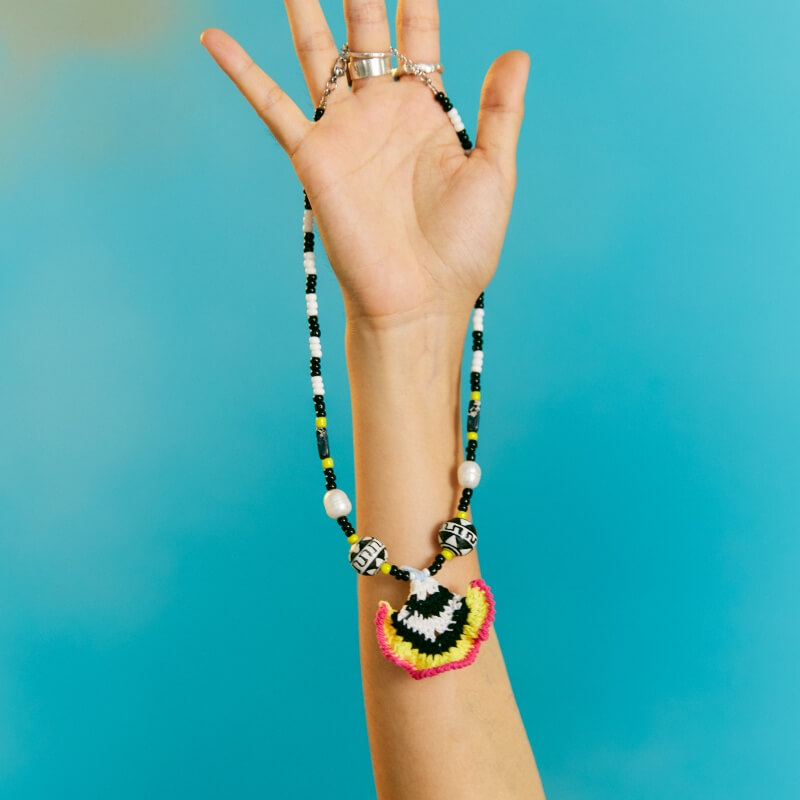 handmade jewelry  unique accessories Coral Reef Beaded Necklace-feeky