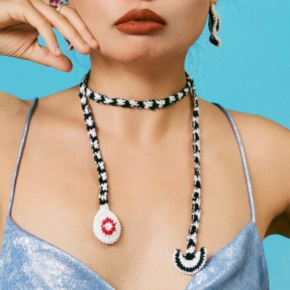 Coral Reef Black and White Necklace
