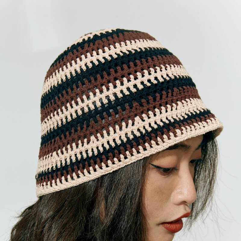 Hollow patchwork bucket hat