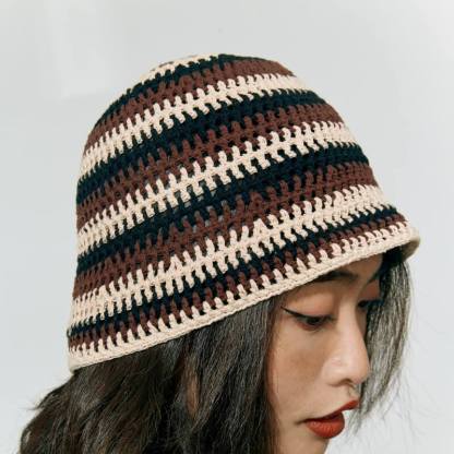 Hollow patchwork bucket hat