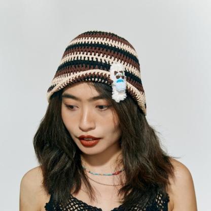 Hollow patchwork bucket hat