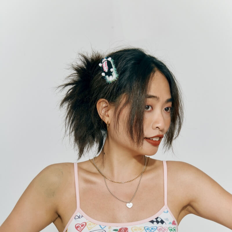 handmade jewelry  unique accessories Lying flat cat Hair Clip-feeky