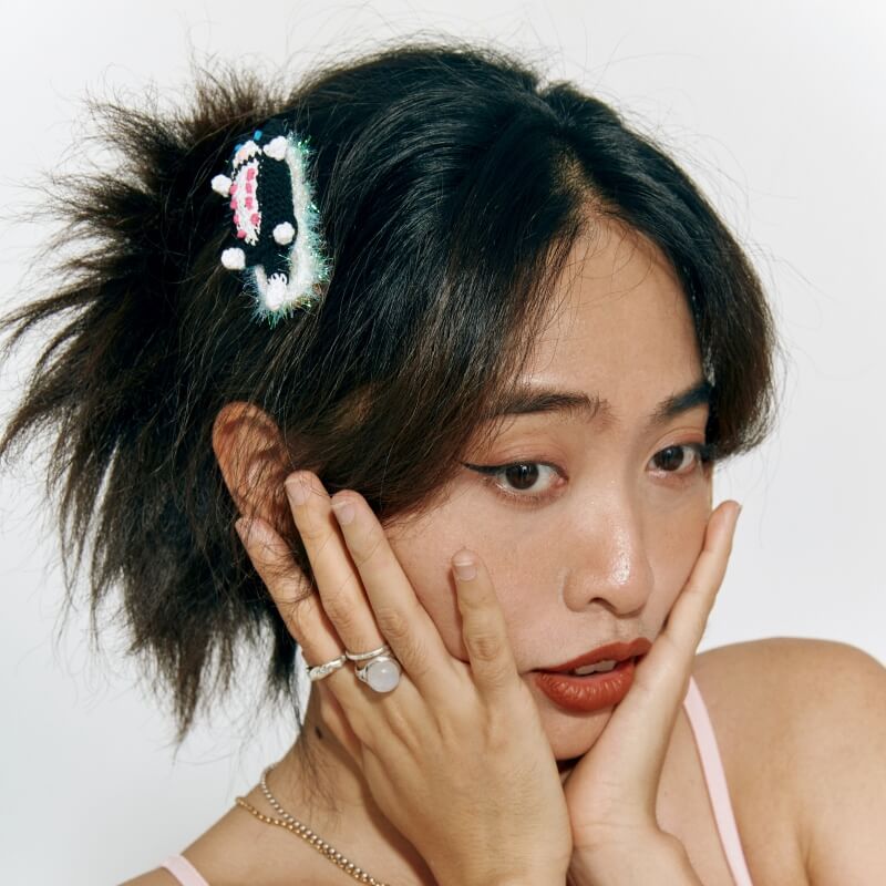 handmade jewelry  unique accessories Lying flat cat Hair Clip-feeky