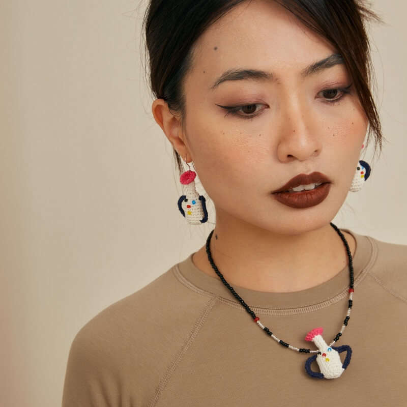 handmade jewelry  unique accessories Polka Dot Expression Vase Earrings-feeky