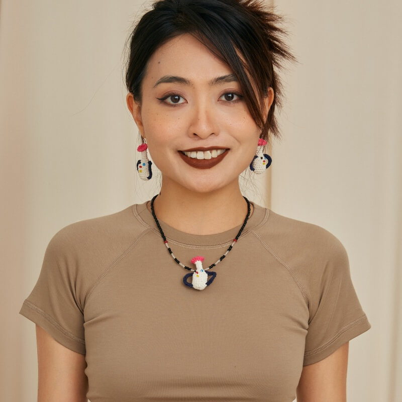 handmade jewelry  unique accessories Polka Dot Expression Vase Necklace-feeky