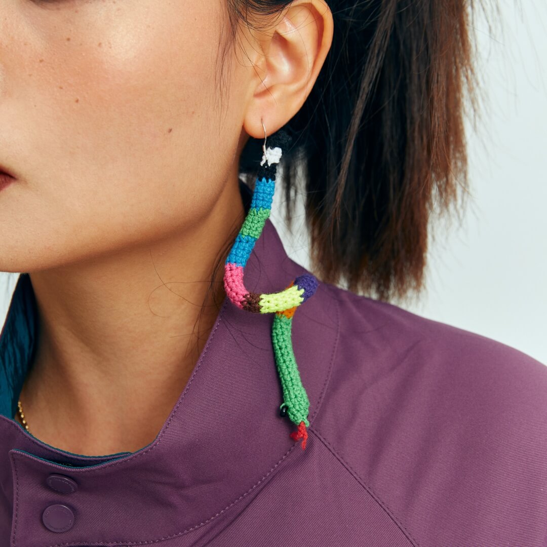 handmade jewelry  unique accessories Snake Earrings-feekyhand crochet,Fashion items,handmade