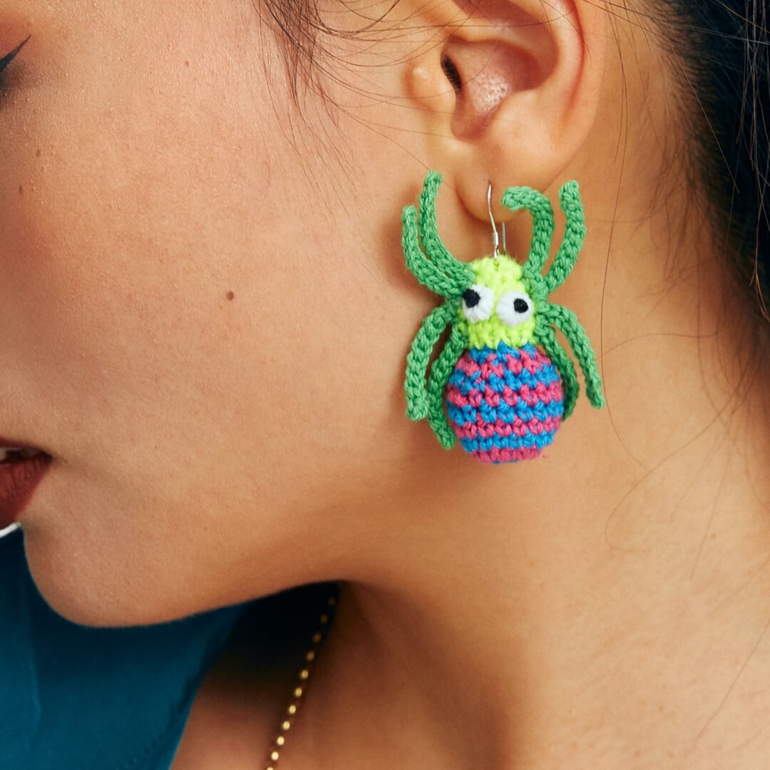 handmade jewelry  unique accessories Spider Earrings-feekyhand crochet,Fashion items,handmade
