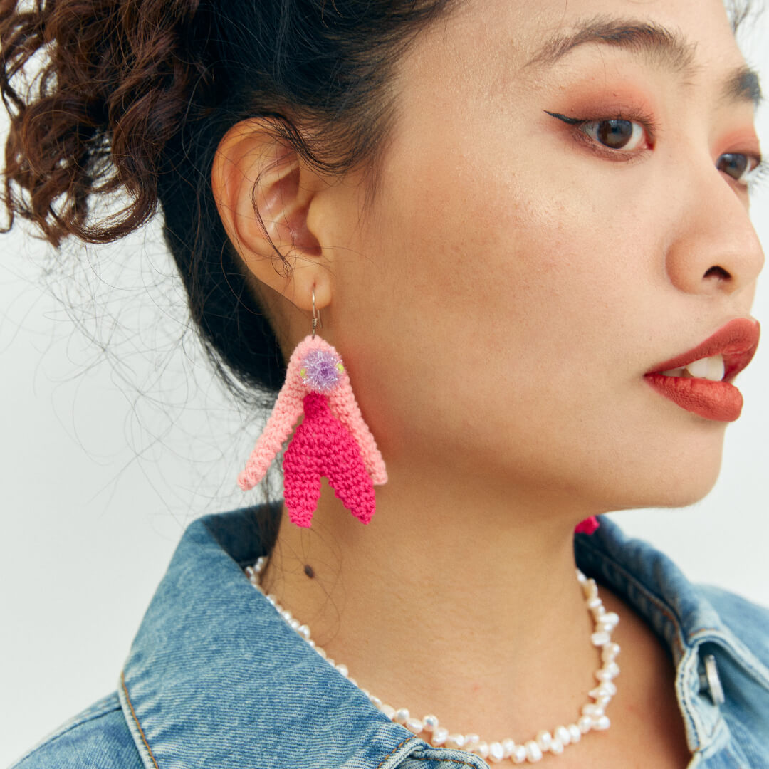  Micro-Crochet | Flower Calyx Earrings- Artisan Hand-Crocheted--feeky-Unique Sustainable Fashion