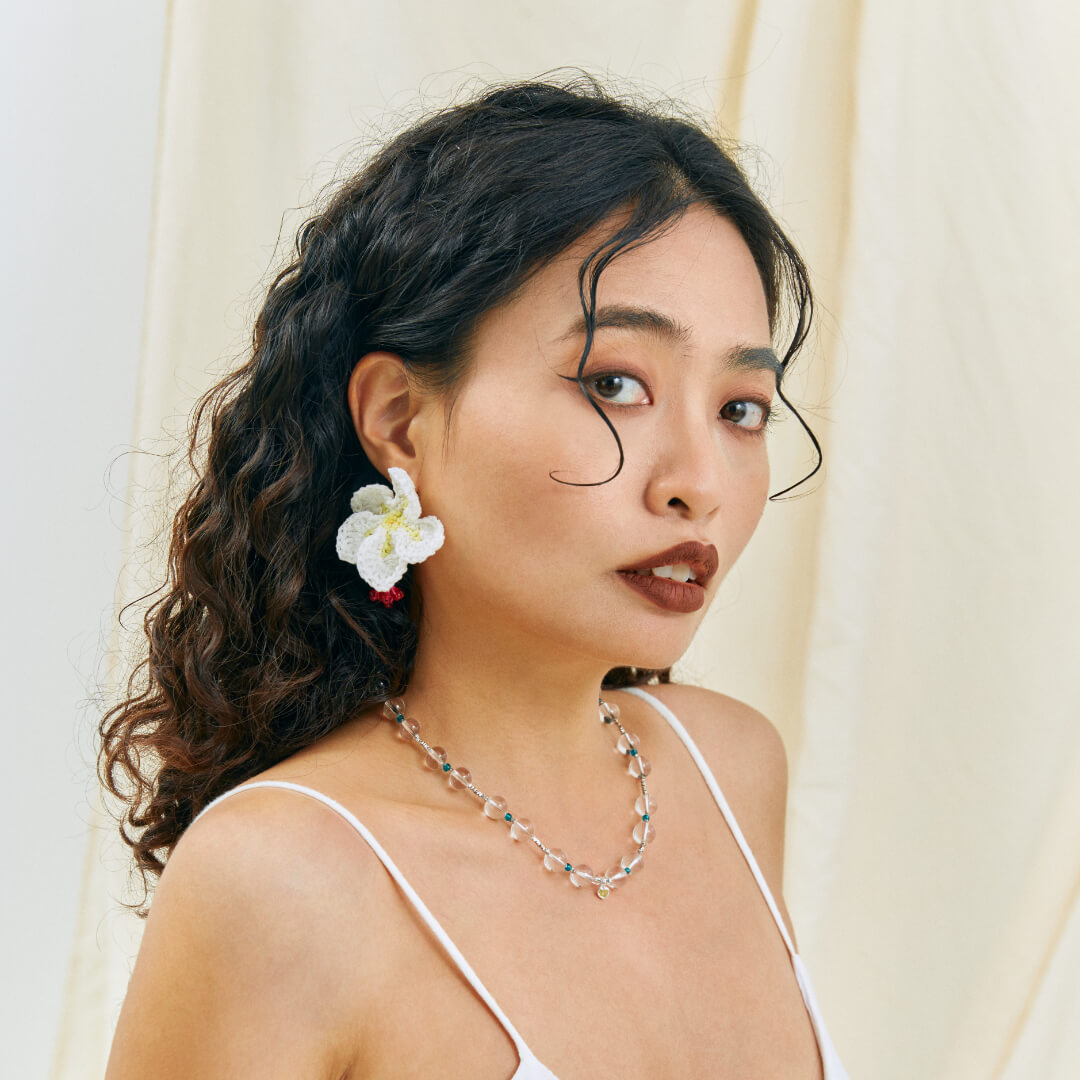  Micro-Crochet | Frangipani Earrings- Artisan Hand-Crocheted--feeky-Unique Sustainable Fashion