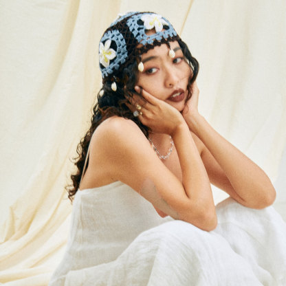 Hollow Plumeria Shell Tassel Hat