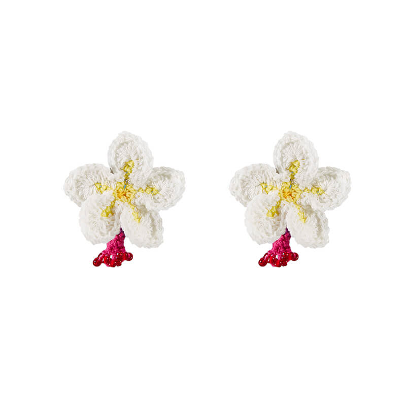  Micro-Crochet | Frangipani Earrings- Artisan Hand-Crocheted--feeky-Unique Sustainable Fashion