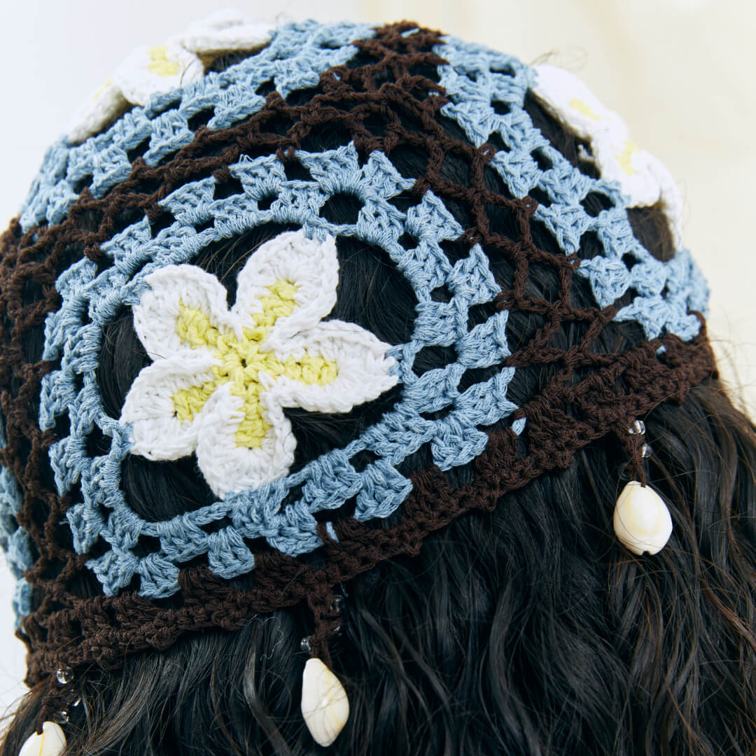 handmade jewelry  unique accessories Hollow Plumeria Shell Tassel Hat-feeky