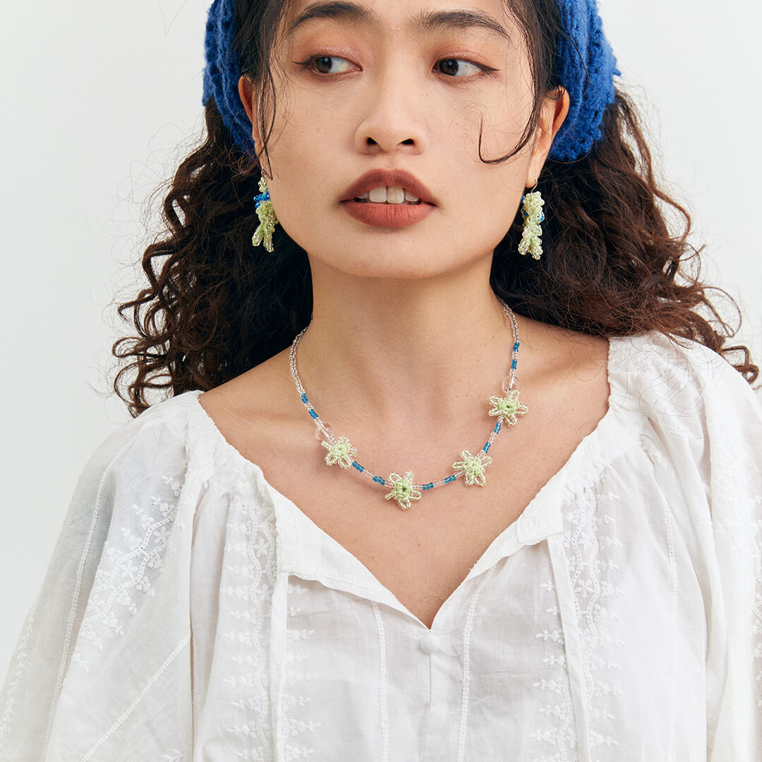 Micro-Crochet | Water Droplet Bow Earrings- Artisan Hand-Crocheted--feeky-Unique Sustainable Fashion