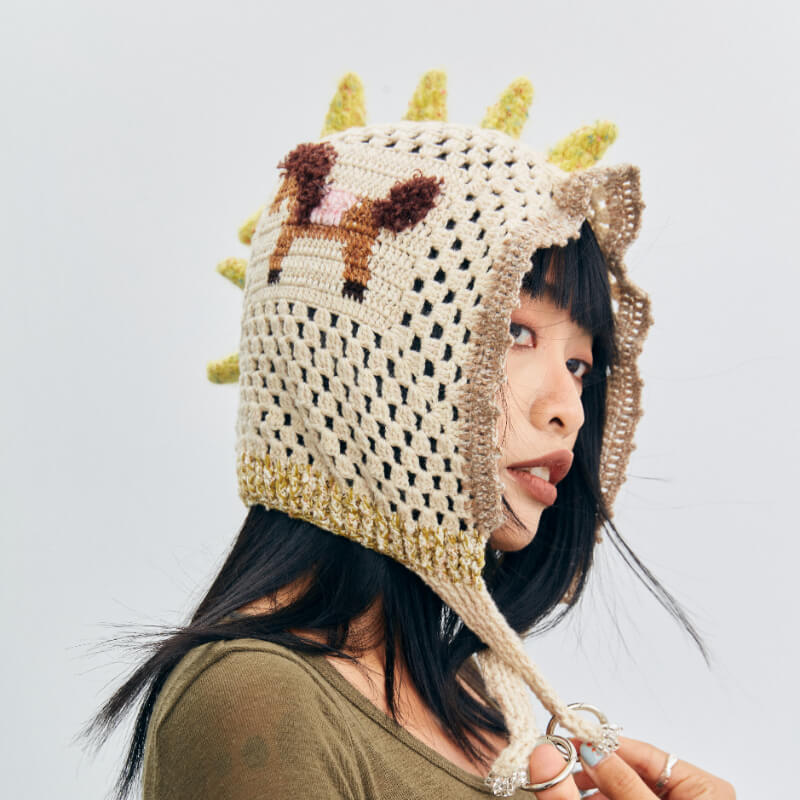 Hand-crocheted unicorn pony hat  wool knitted hat