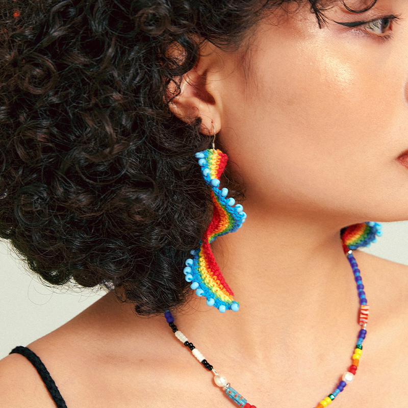  Micro-Crochet | Curly Earrings- Artisan Hand-Crocheted--feeky-Unique Sustainable Fashion