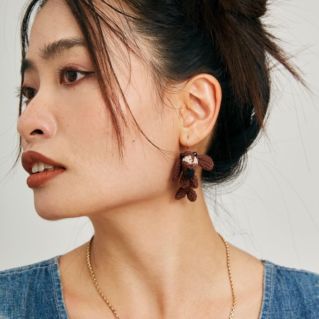  Micro-Crochet | Puppy Earrings- Artisan Hand-Crocheted--feeky-Unique Sustainable Fashion