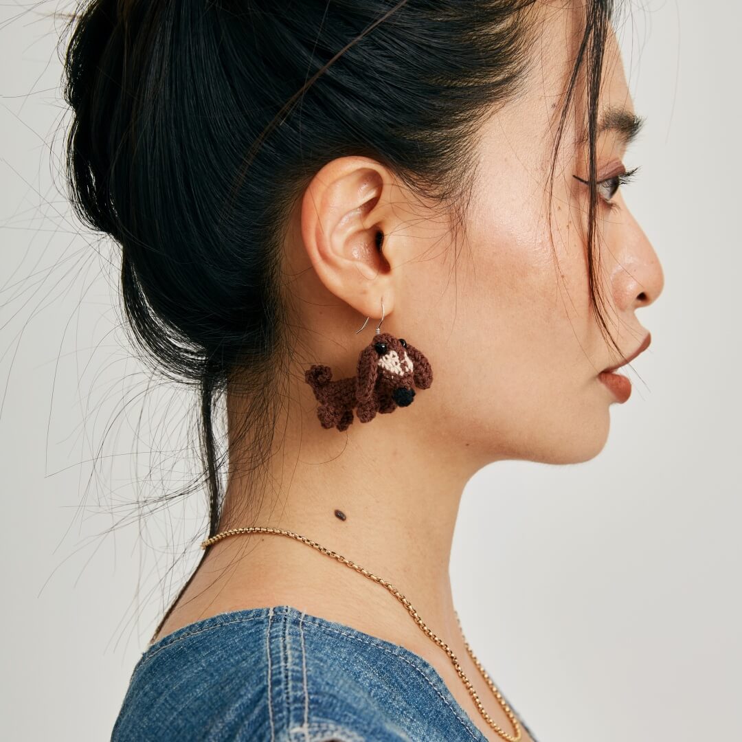  Micro-Crochet | Puppy Earrings- Artisan Hand-Crocheted--feeky-Unique Sustainable Fashion